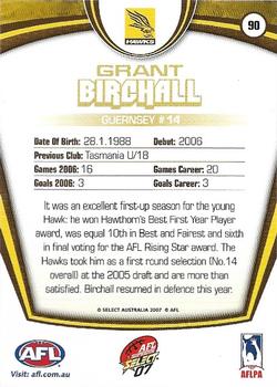 2007 Select AFL Supreme #90 Grant Birchall Back